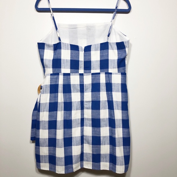 Altar’d State Gingham Linen Blend Dress Blue L - Picture 4 of 7